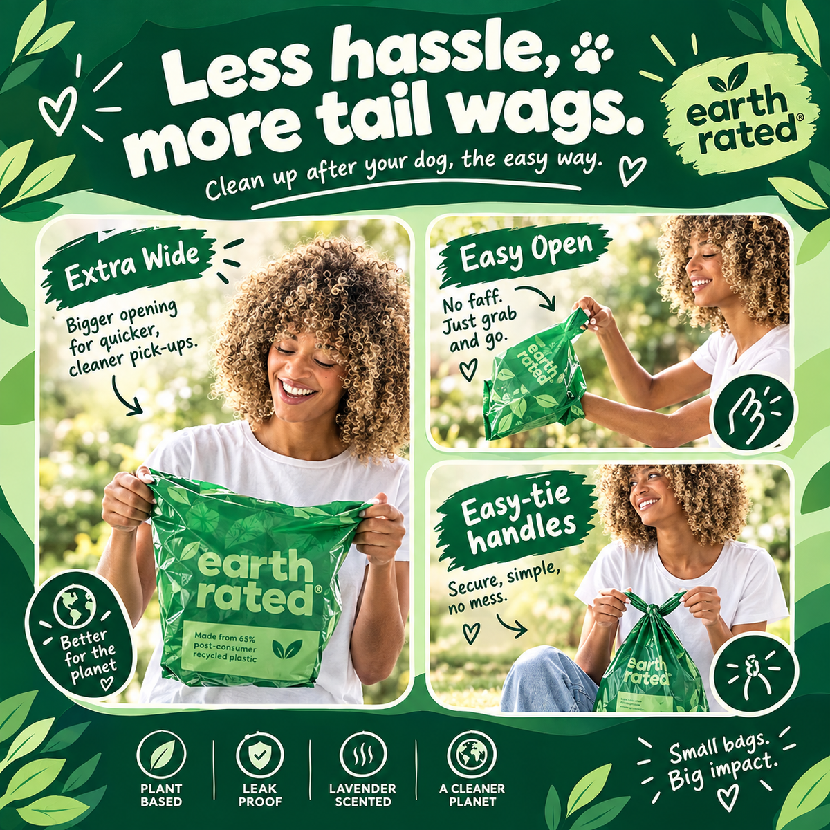 Earth Rated Dog Poo Bags Leakproof, Lavender, 600 Handle Bags