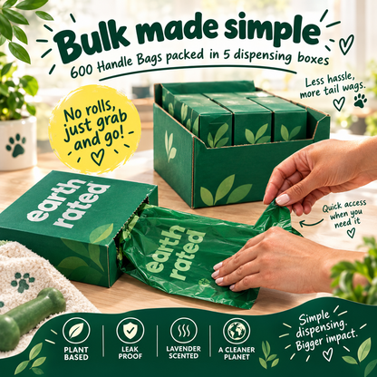 Earth Rated Dog Poo Bags Leakproof, Lavender, 600 Handle Bags