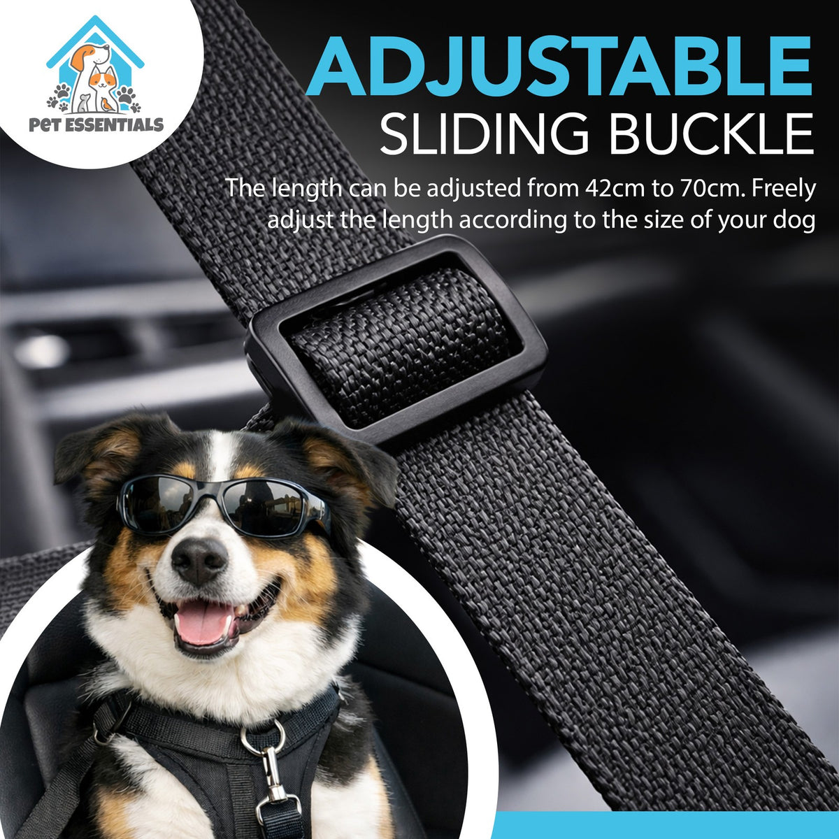 Pet Dog SEAT BELT Adjustable Travel Car Harness Lead Restraint Connector Strap