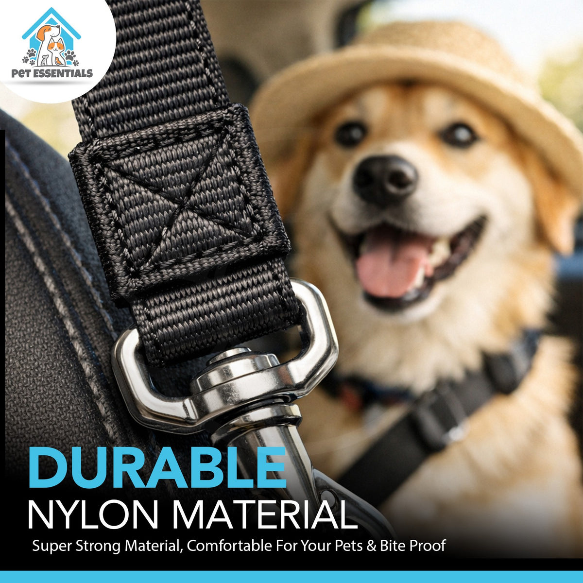 Pet Dog SEAT BELT Adjustable Travel Car Harness Lead Restraint Connector Strap